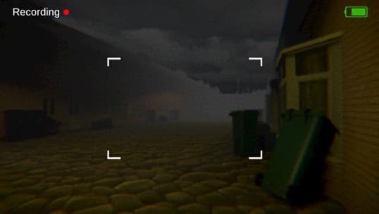 A dark and eerie road with flickering lights.