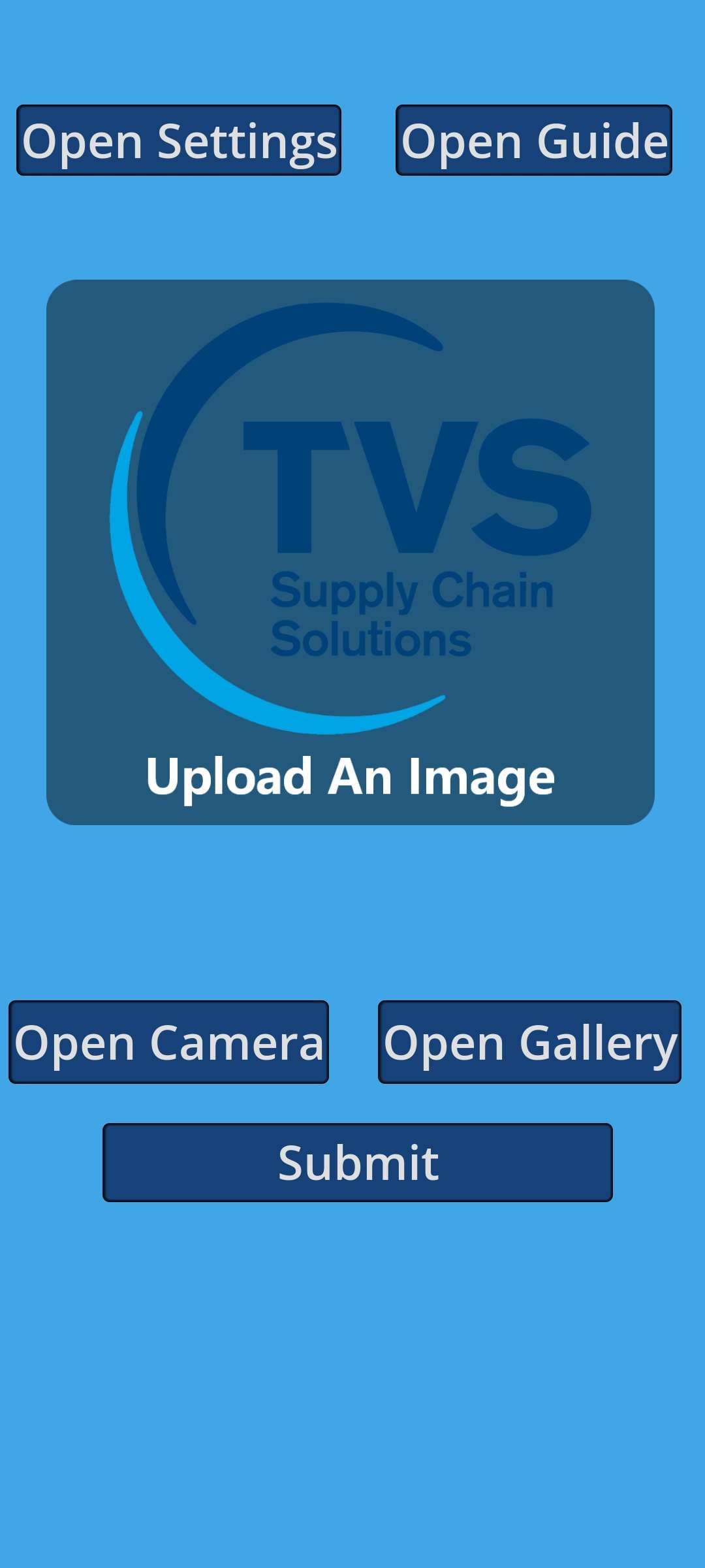A mobile app interface showing placeholder with prompts to enter an image or take a photo.
