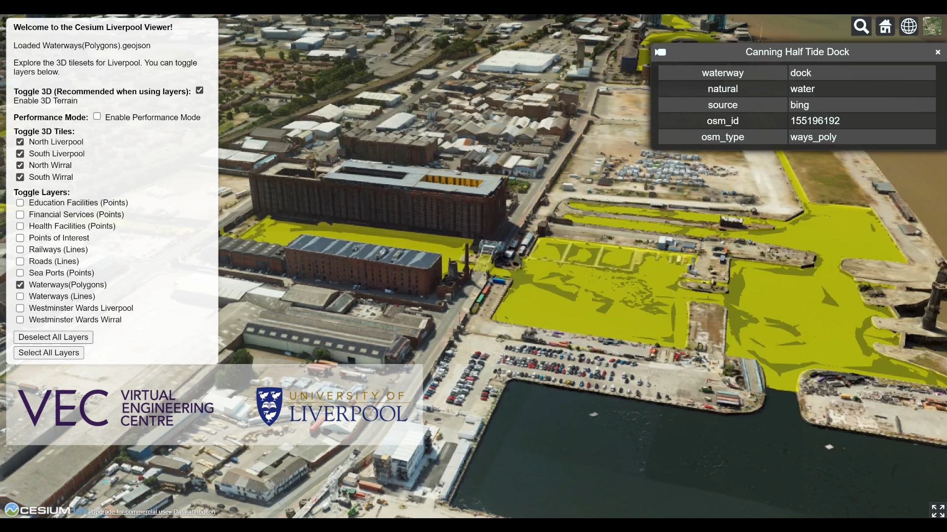 A video thumbnail for a CesiumJS demo looking at Prince's dock