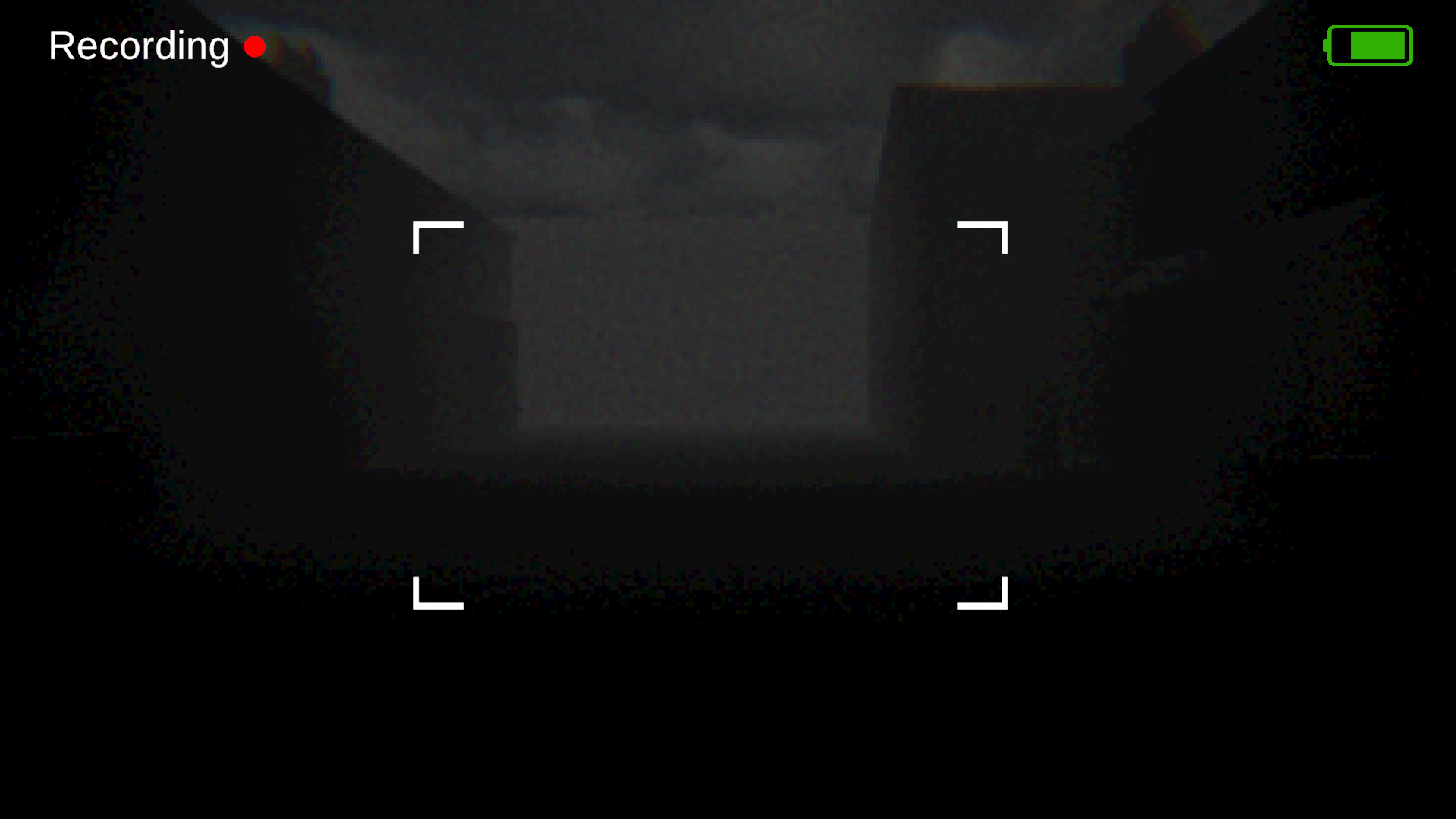 Mock camera UI over a section of the game in which the lights suddenly cut out